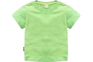 Kids Solid Color Short Sleeve T-Shirts for Boys Girls Summer Crewneck Basic Tee Shirt Toddler Baby Undershirt Tops