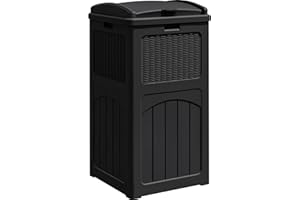 Greesum 33 Package Delivery Box for Outside, Waterproof Resin Garbage Bin with Lid for Hideaway, Deck, Patio, Black