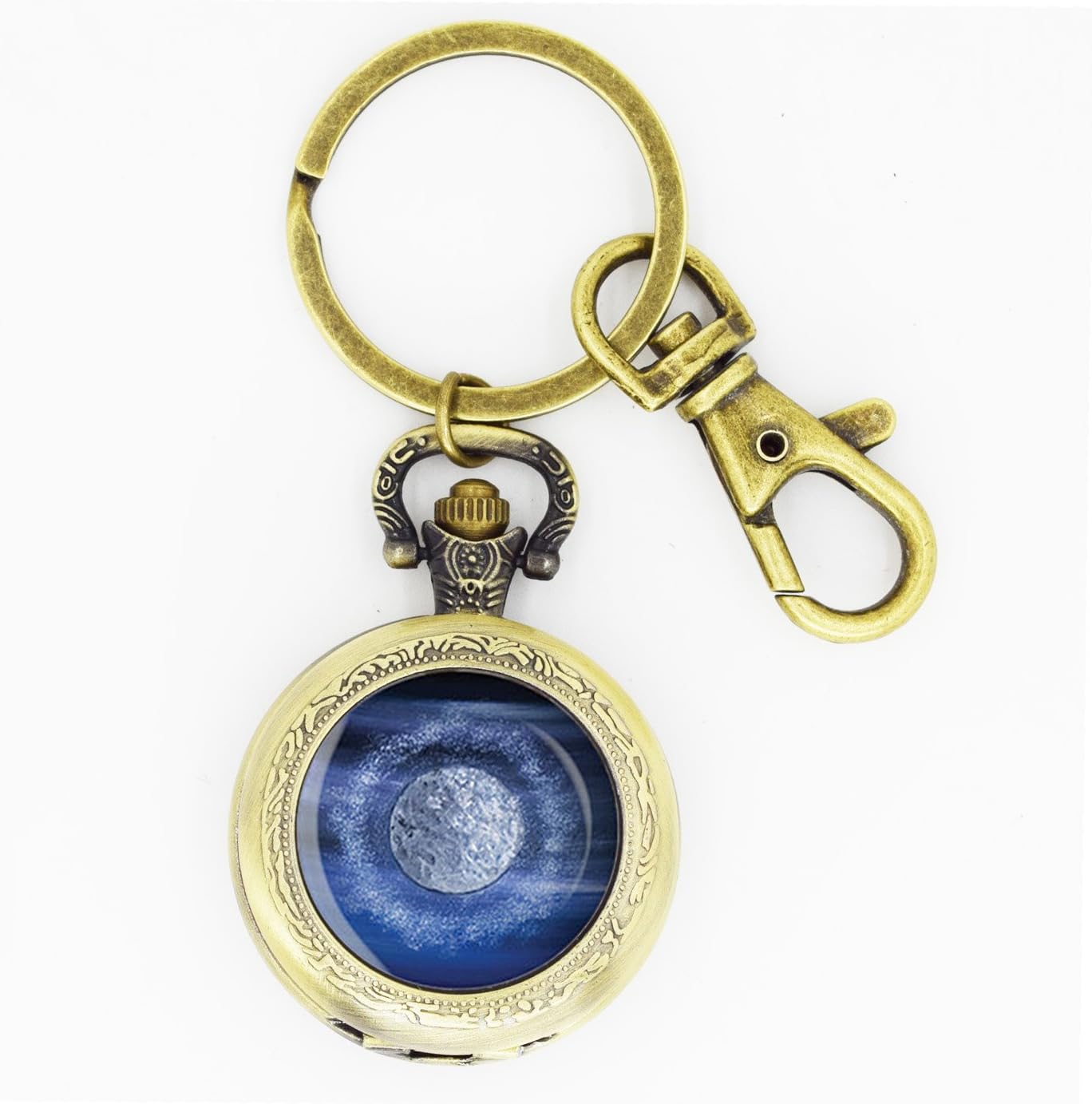 Skyboby Full Moon pocket watch keychain,solar system watch keyring,planet watch keychain,Planet watch keyring,Galaxy, Universe,Space,Science Jewelry