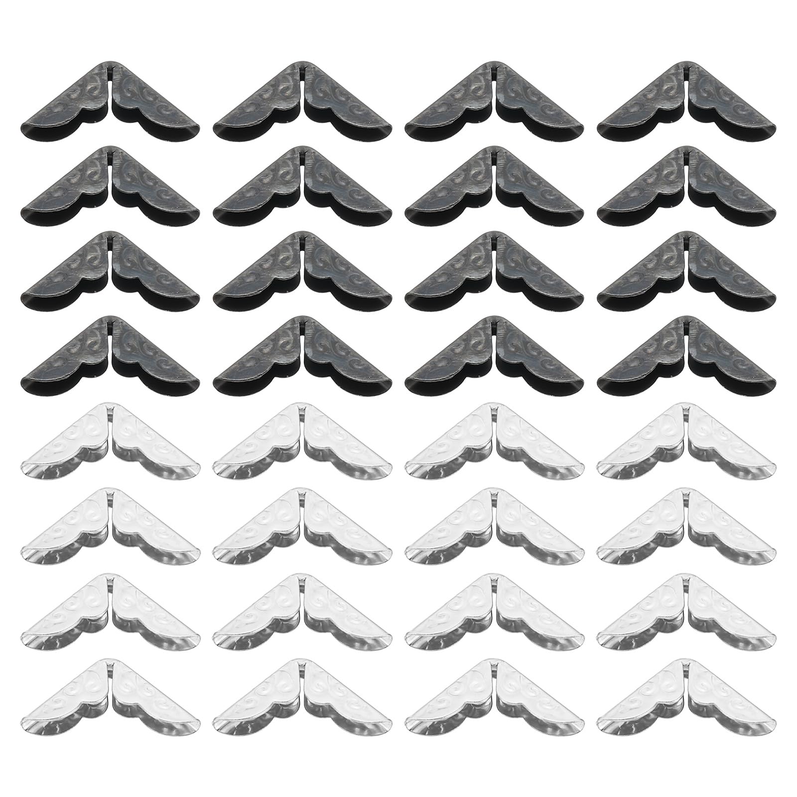 PATIKIL 15mm Metal Book Corners, 100pcs Photo Corners Book Corners Protector Retro Metal for Crafting Scrapbook Photo Album Book Binding, Black Silver