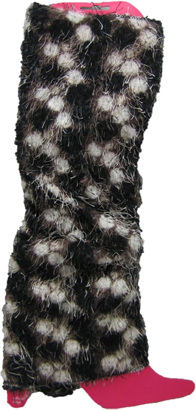 Furry Soft Animal Print Leg Warmers Stretchy Over Boots Slip on Slouchy Warm