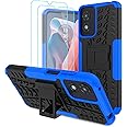 Iokmax for Moto G Play 2024 Case with 2 Pack Screen Protector,Military Grade Shockproof, Heavy Duty Robust Bumper Cover with Kickstand for Motorola G Play 2024 Phone Blue
