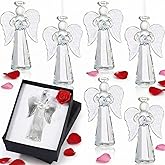 CroBlissful 6 Pcs Crystal Angel Figurine Valentines Glass Guardian Angel Ornaments Hanging Decor Valentine's Day Church Gifts for Women Men Christian Blessing Anniversary Mother's Day Easter(Lovely)