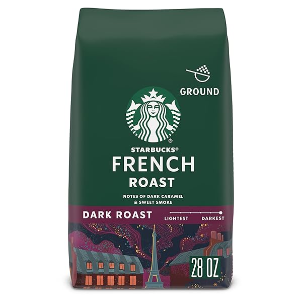 STARBUCKS GROUND COFFEE, DARK ROAST COFFEE, FRENCH ROAST, 100% ARABICA, 1 BAG (28 OZ)