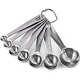 Measuring Spoons: U-Taste 18/8 Stainless Steel Measuring Spoons Set of 7 Piece: 1/8 TSP, 1/4 TSP, 1/2 TSP, 3/4 TSP, 1 TSP, 1/