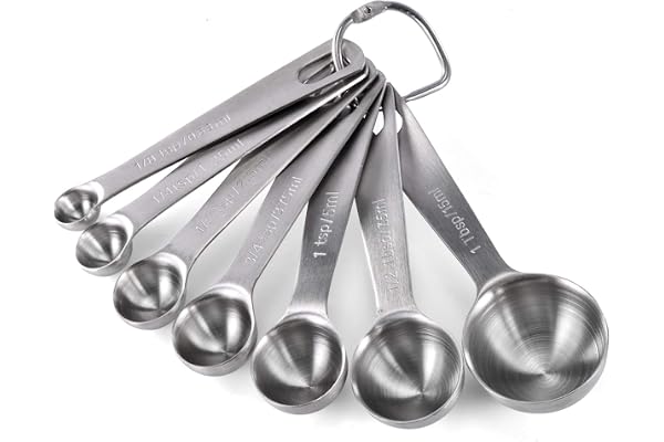 Measuring Spoons: U-Taste 18/8 Stainless Steel Measuring Spoons Set of 7 Piece: 1/8 TSP, 1/4 TSP, 1/2 TSP, 3/4 TSP, 1 TSP, 1/