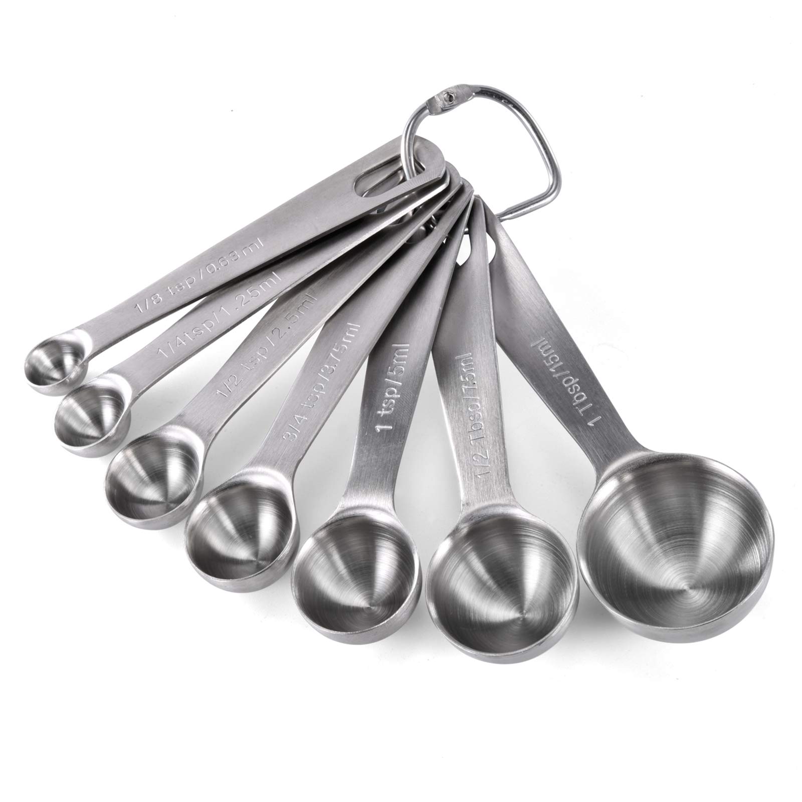 U-Taste 18/8 Stainless Steel Measuring Spoons Set: 7 Piece - 1/8, 1/4, 1/2, 3/4 tsp, 1 tsp, 1/2 & 1 tbsp for Dry & Liquid Ingredients