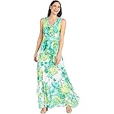 R&M Richards Women's Chiffon Floral Printed Halter Dress W/High Low Ruffle Skirt - Flowy Daytime Maxi for Spring & Summer