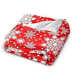 Perinsto Winter Snowflakes Red Snow Throw Blanket