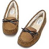 KOLILI Womens Faux Fur Moccasin Slippers, Indoor Outdoor Warm & Cozy House Shoes with Durable Rubber Sole