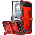 Poetic Spartan Case for Motorola Moto Razr 2023,[Kickstand][Hinge Protection][20FT Mil-Grade Drop Tested], Full-Body Rugged Shockproof Protective Cover with Kickstand, Metallic Red