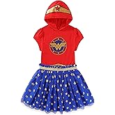 WARNER BROS Wonder Woman Girls Cosplay Hooded Tulle Dress for Toddler and Big Kids