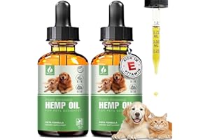 HEMYUM Pet Hemp Oil for Dogs Cats - Organic Hemp Extract Calming Drops, Helps Anxiety Stress Relax, Hip Joint Pain Relief Sleep Aid, Rich in Omega 3 6 9 Vitamin E New Upgrade