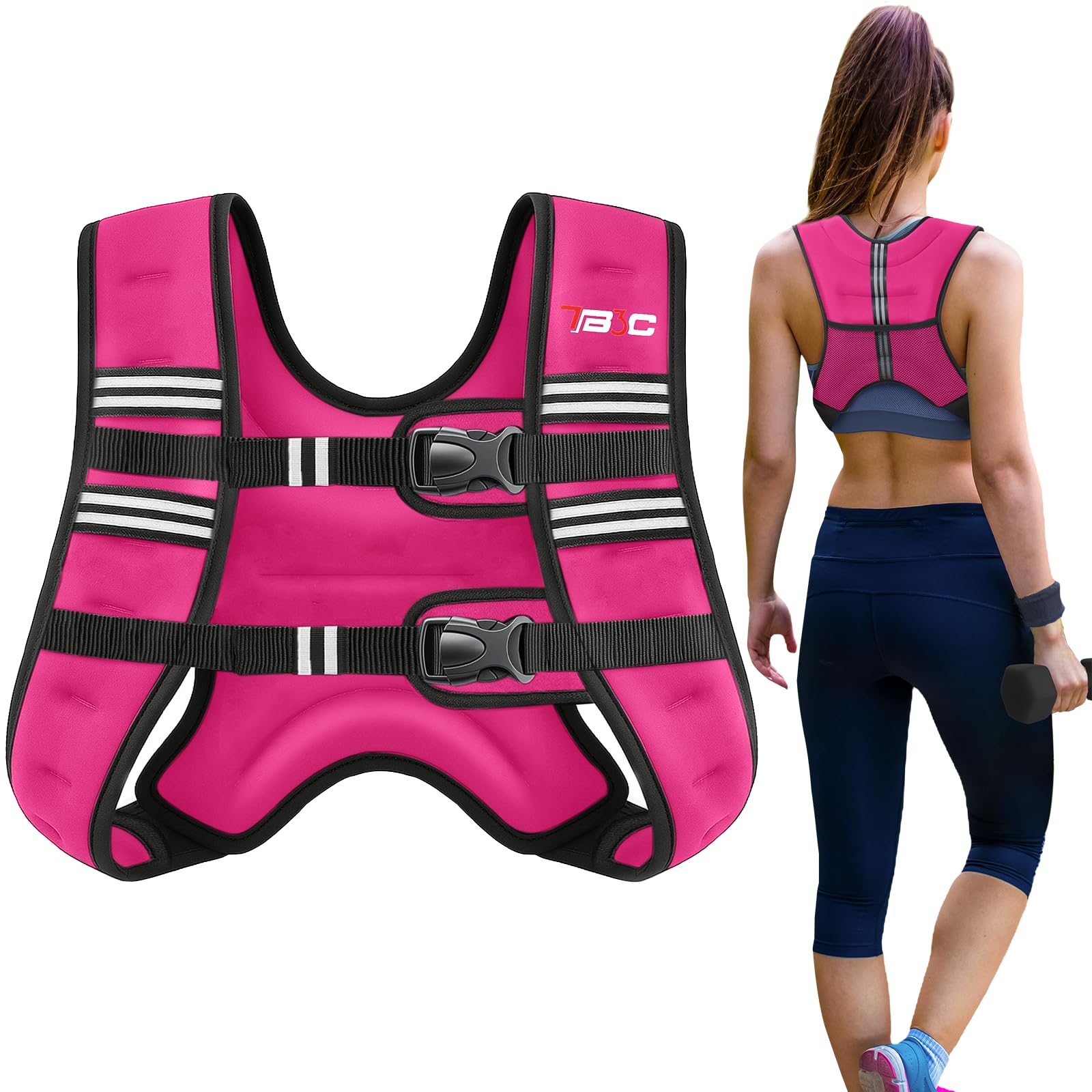 Weighted Vest with 20lbs Weights and Reflective Stripe, Weight Vest Men and Women for Workout, Strength Training, Running Image