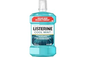 Listerine Antiseptic Mouthwash for Gingivitis and Teeth Plaque - Contains Thymol, Menthol, and Eucalyptol as essential oils -