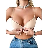 SHENHE Women's Clear Strap Bra Front Close Bras Underwire Push Up Molded Backless Plunge Bralette