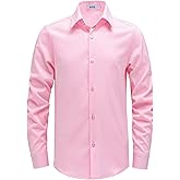 AOTIK Boys Stretch Wrinkle Free Dress Shirts Button Down Shirt Long Sleeve Formal School Uniform Shirts