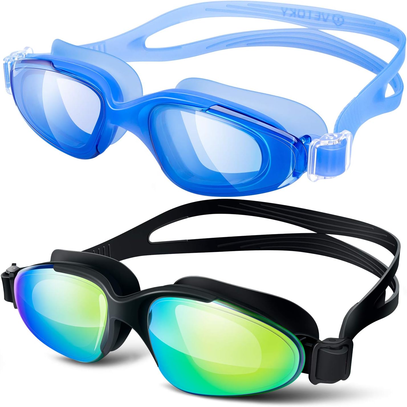 Black with Gold Lens+Blue Swim goggles