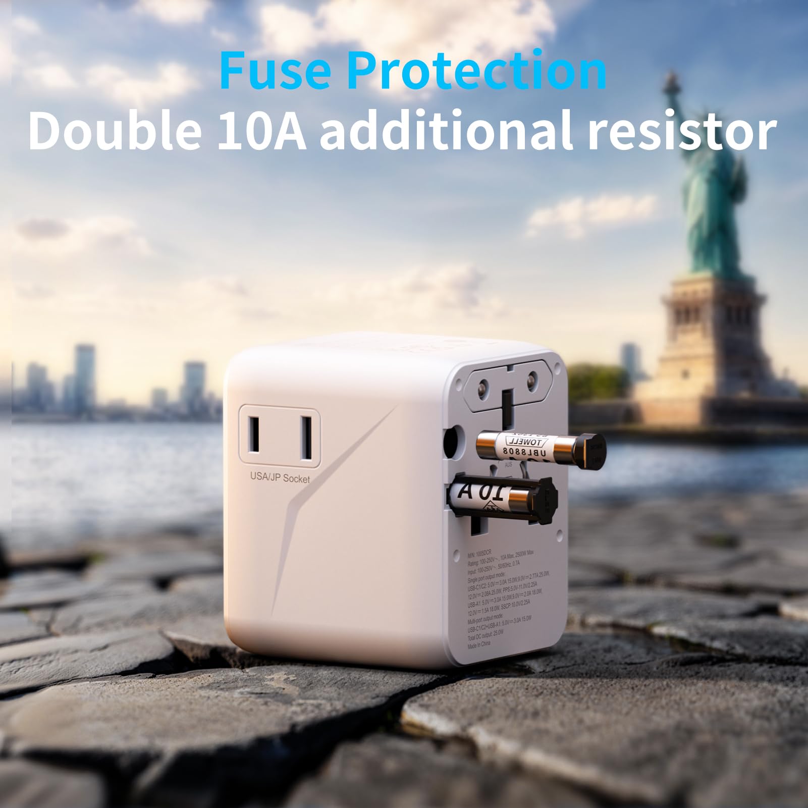 5 in 1 Reiseadapter Weltweit,Universal Adapter mit USB A,USB C,1 Weltweit Steckdose und 1 USA/JP Steckdose,Travel Reisestecker Internationaler Steckdosenadapter für EU USA UK Canada Japan Australien 5