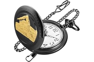 Realpoo Locomotive Bronze Pocket Watch for Men,Arabic Numerals White Dial Pocket Watches for Men, Men's Pocket Watch with Chain