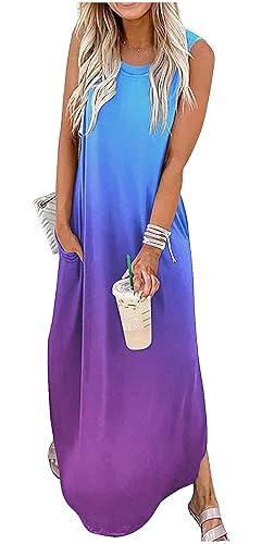 CHUNTIANRAN Women's Maxi Dress Summer Casual Sundress Sleeveless