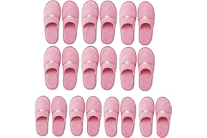 LILIGLORIS 6/10/12 pairs Spa Slippers for Guests, Washable Reusable Disposable Slippers for Women Men, Jacquard Fleece Closed-Toe Design for Hotel, Bathroom, Bedroom, Wedding, Travel, SPA Bulk Slippers for Guest Use