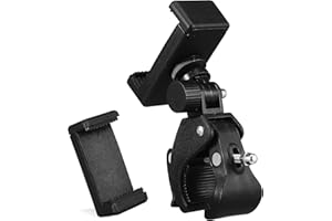 Homoyoyo Microphone Stand Phone Holder with Secure Clamp and Rotatable Mic Clip, Adjustable for Phone Sizes