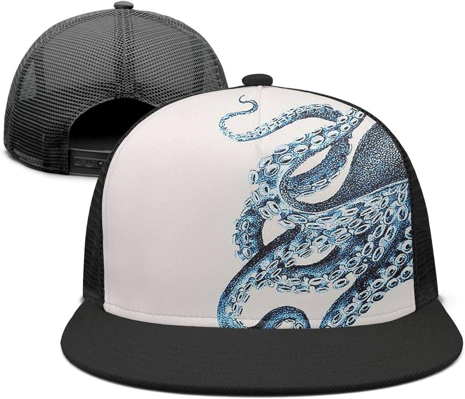 Fit Good Half Octopus Sea Creatures Sea Life Nautical Blue Trucker Hat