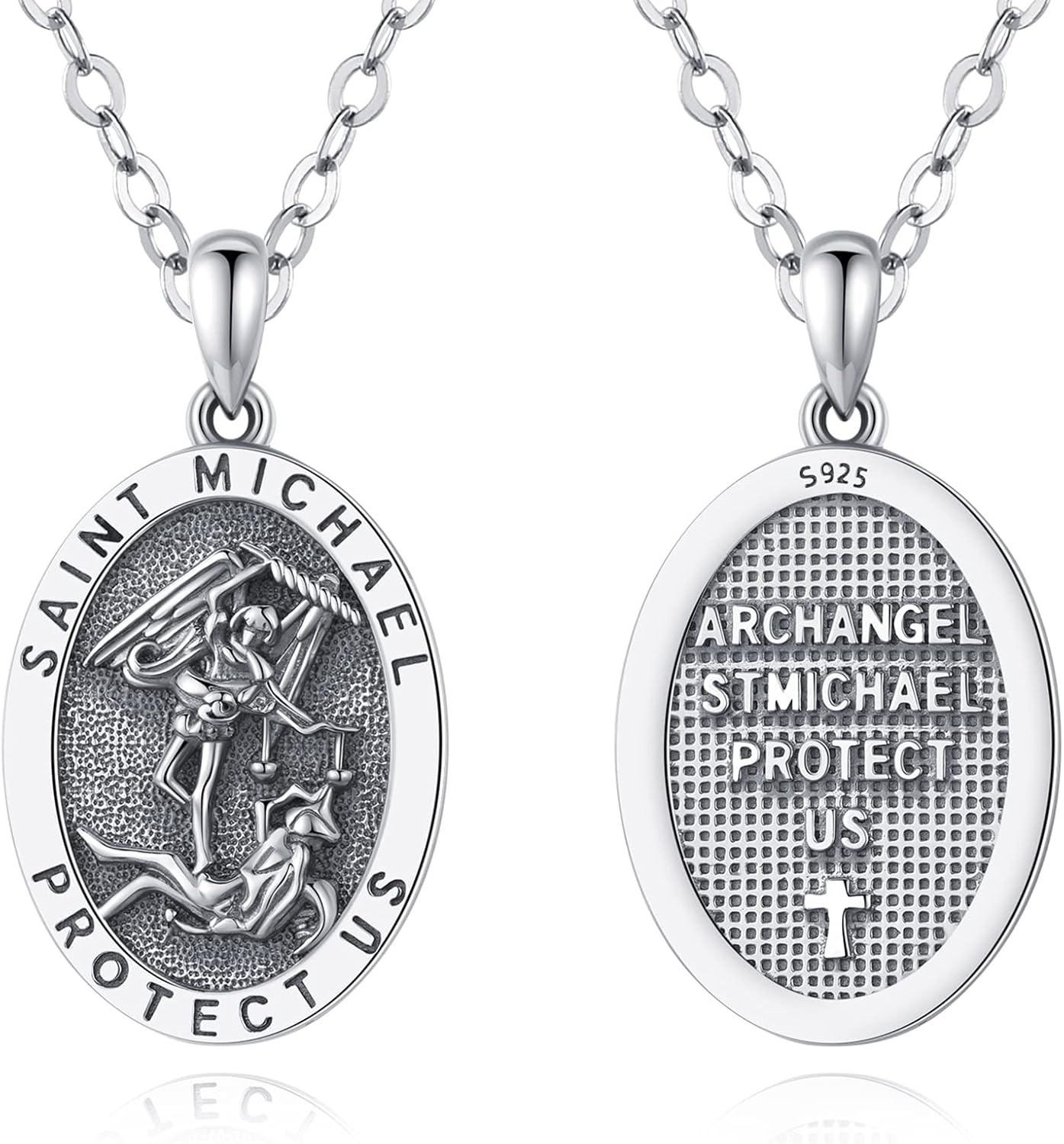 Swanwave Saint Michael Necklace Sterling Silver for Women, Archangel Michael Amulet