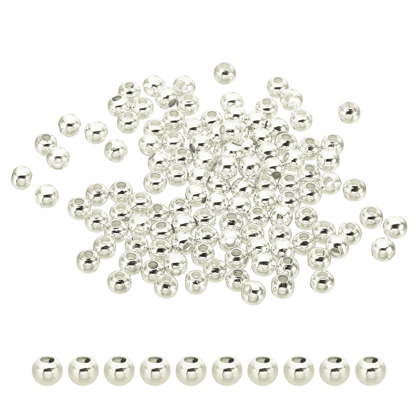 PATIKIL 4mm Silver Filled Spacer Beads for Jewelry Making, 100 Pack Metal Round Beads Brass Beads for Bracelets Earring Necklace DIY Craft