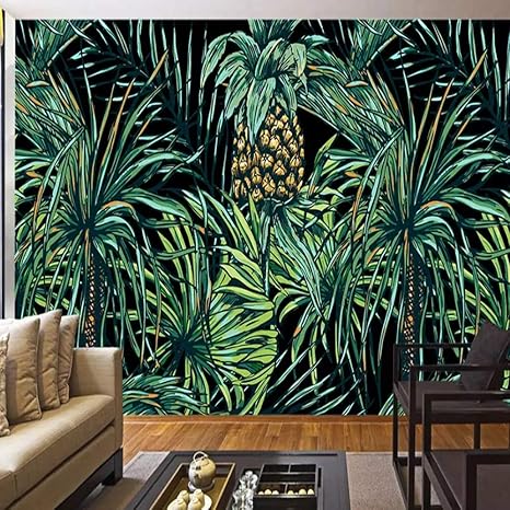 YiShuQiang Wallpaper Fototapeten Tropische Palme verlässt Landschaftswohnzimmer-Schlafzimmer-Wand Wandbilder Wohnzimmer Schla