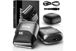 Mbzoey Mini Electric Razor for Man: Electric Foil Shavers for face - IPX7 Waterproof Cordless Razor with LED Display & Fast Charge - Micro-Comb Technology & Upgraded Blades, Carbon Black