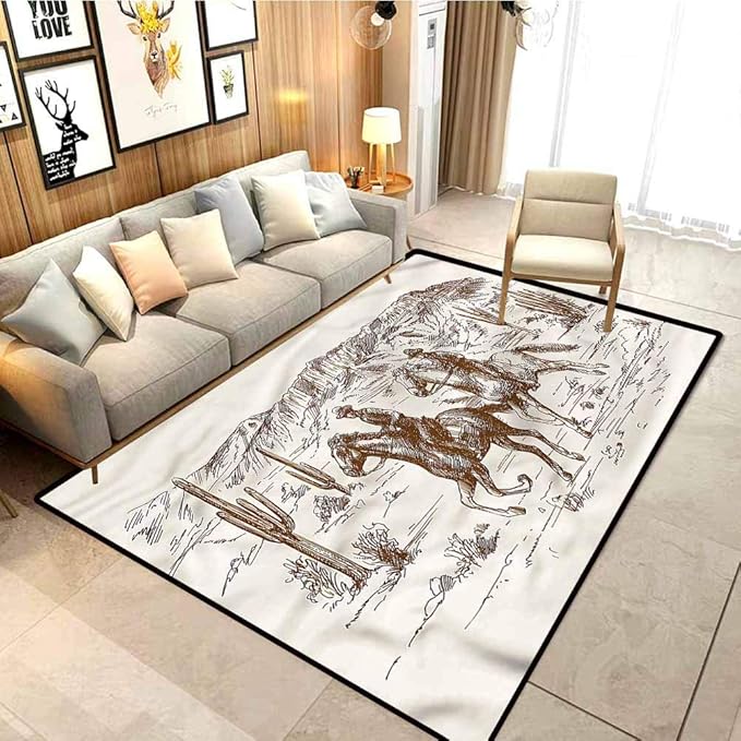Western Warm and Soft Living Room Rug America Wild West