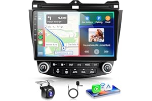PODOFO Android 13 Car Stereo for Honda Accord 2003-2007 Radio Wireless Carplay Android Auto 10.1 inch 1080P HD IPS Touch Screen DSP EQ Built-in GPS MirrorLink WiFi Bluetooth FM/RDS AHD Backup Camera Mic