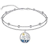 LINGBG JEWELRY Anklet for Women S925 Sterling Silver Adjustable Foot Charm Ankle Bracelet Anklets Jewelry 9.5-10.5 Inches
