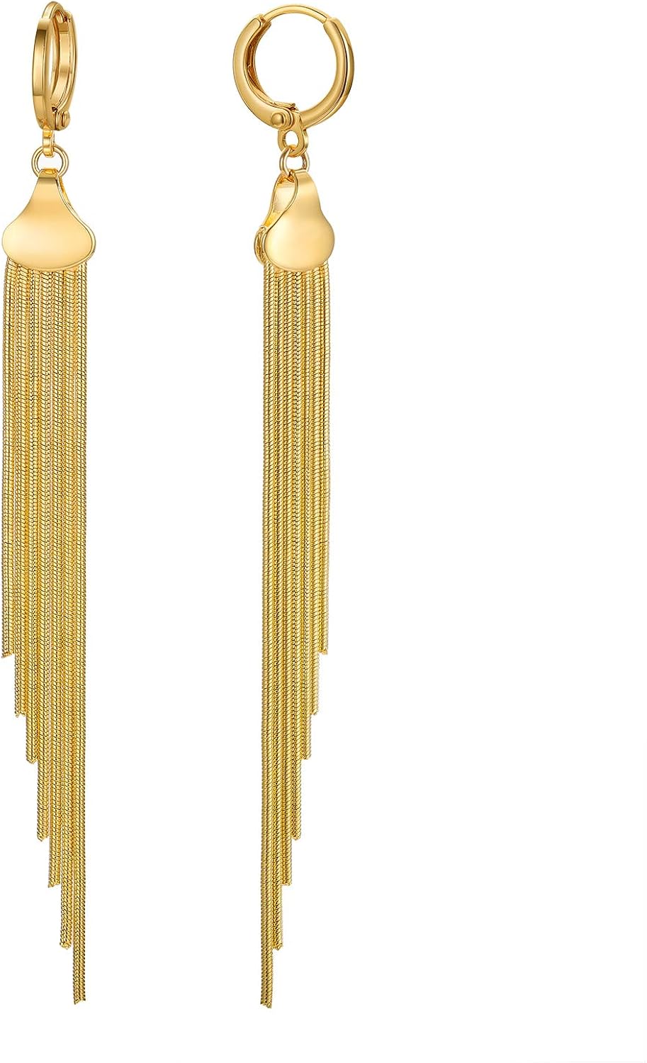 Tassel Dangle Earrings 18k Gold Plated Long Metal Chain