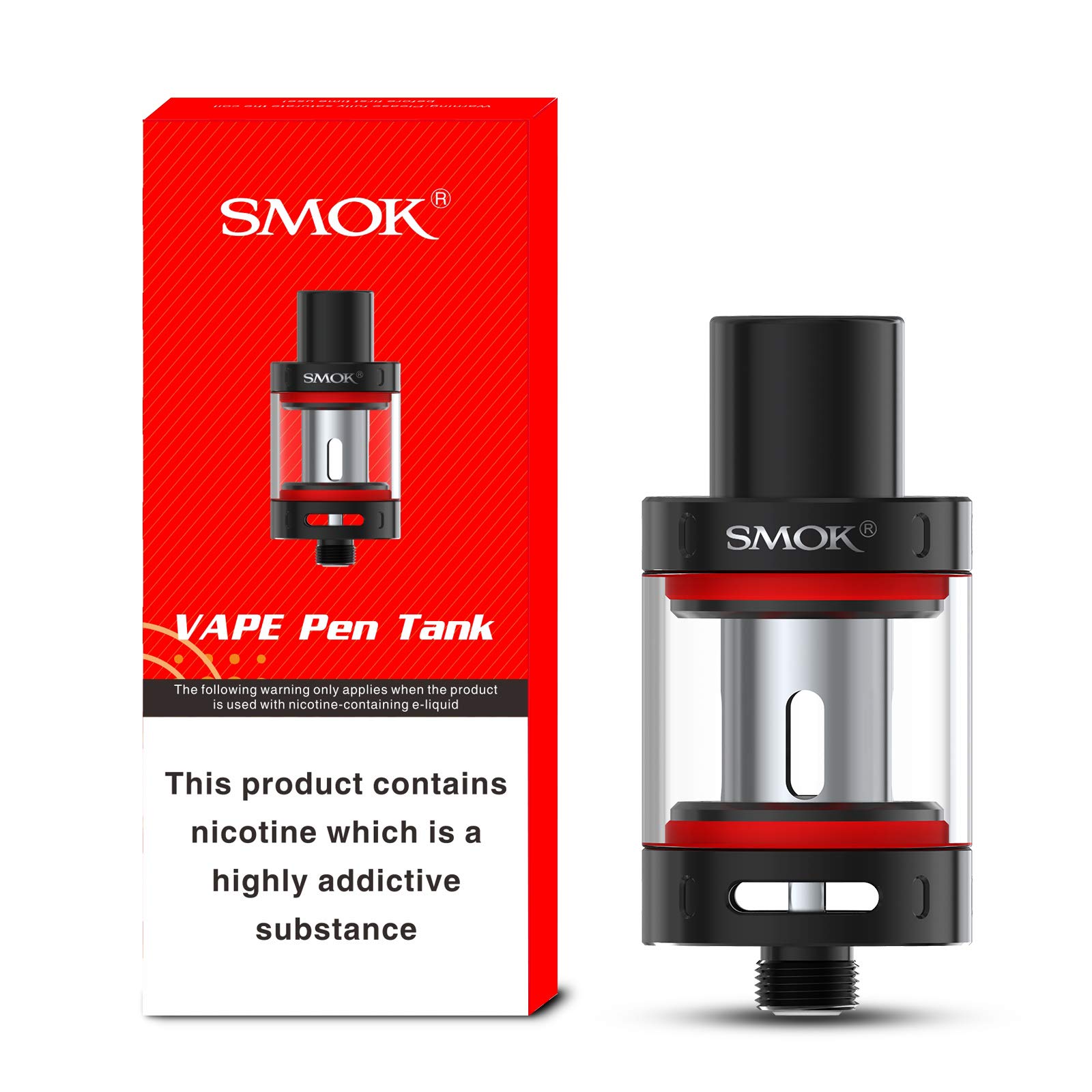 SMOK VAPE PEN Tank [Black] - Refillable, High Performance, 2mL Capacity with Adjustable Airflow, Leak Resistant Design, 510 Thread for Intense Flavor & Cloud Production, No Nicotine