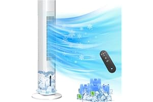 Portable Air Conditioner Ac Units with Remote,BEBEGINE Evaporative Oscillating Tower Fan, Small Indoor Outdoor Swamp Cooler Windowless for Room Office Kitchen,7H Timer, 3 Speeds & 3 Modes White