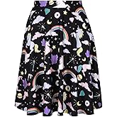 HDE Skirts for Women - Midi Skirt Skater Skirt Knee Length High Waist Fun Prints