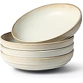 HAPPY KIT 9'' Pasta Bowls, 42oz Pasta Bowls Set of 4, Large Salad Bowl, Ceramic Serving Bowls,Double Reactive Glaze, Ideal for Housewarming, Festivals, Microwave Safe (Ivory)