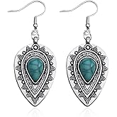 Western Turquoise Earrings for Women Boho Drop Dangle Studs Handmade Jewelry
