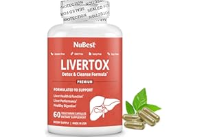 NUBEST LiverTox - Advanced Liver Detox & Cleanse Formula - Herbal Liver Support with Milk Thistle, Turmeric, Artichoke, Dandelion, Beet & Zinc Helps Liver Function & Digestion | 60 Vegan Capsules