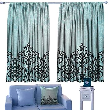 Amazon Com Rod Pocket Window Curtain Damask Modern Damask Motif