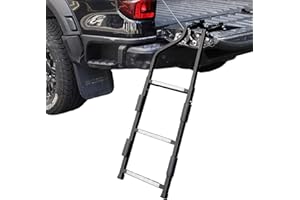 UIABOPZ Tailgate Ladder for Pickup Truck, Universal 34"-42" Height Adjustable Tailgate Step with Non-Slip Wide Pedal, Heavy Duty Durable Truck Ladder for Ford Dodge Ram Hilux Chevy GMC, Capacity 350 lbs