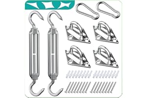 HELEMAN Sun Shade Sail Hardware Kit 5 Inch for Triangle Rectangle Outdoor Sun Shade Sails Installation in Patio Lawn and Garden, Anti-Rust Stainless Steel Sail Shade Hardware Kit of Heavy Duty (40Pcs)