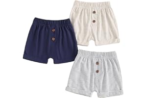 Baby Boys Toddler 3-Pack Rib Knit Jogger Shorts Classic Fit Elastic Waist Shorts Kids Multipacks Pants