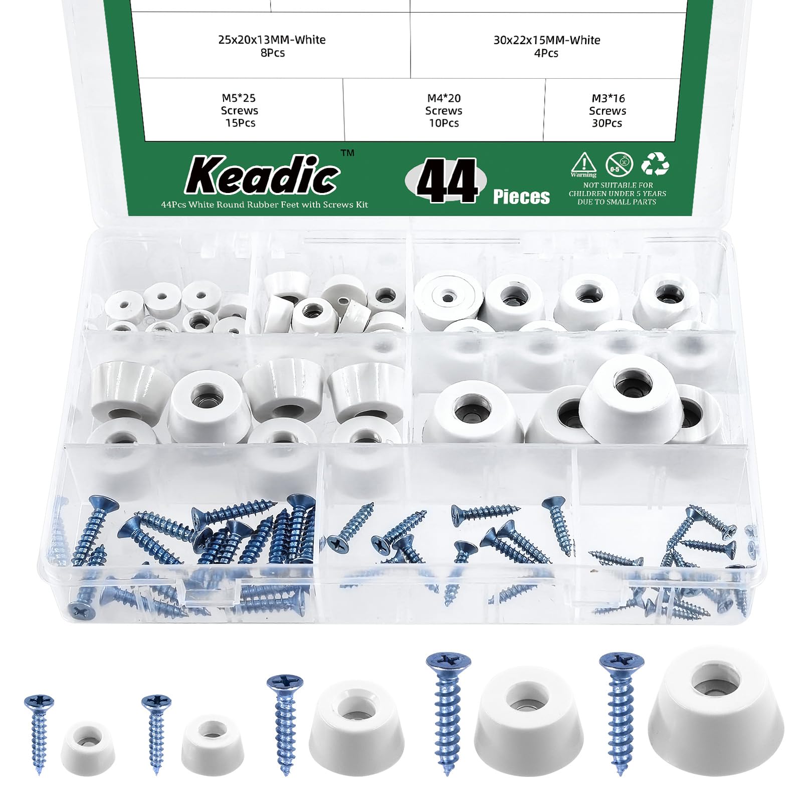 Keadic 99Pcs 4 Sizes Non-slip Rubber Feet for Cutting Board, 15 * 12 * 8MM, 21 * 15 * 121MM, 25 * 20 * 13MM, 30 * 22 * 15MM Black Furniture Pad Floor Protector for Wooden Chair Tables Sofa