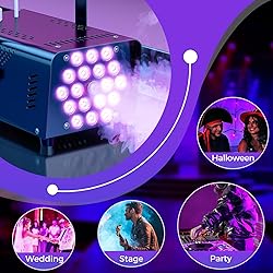 MLIKOEU Fog Machine Smoke Machine, 18 LED Lights