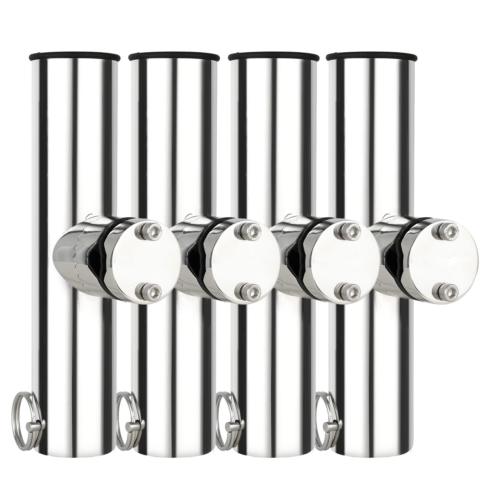 9Tong Clamp Stainless Rod Holder Steel Boat Steel Rod Holders Adjustable Rack Marine Rod Holders Stainless SUS316 4pcs