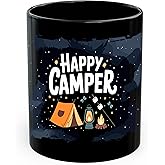 Happy Camper Ceramic Coffee Mug 11oz Outdoor Adventure Camping - Tea Coffee Mug with Comfortable Grip - Unique Fun Gift Cup for Office or Home - Vibrant Long-Lasting Print ID45211